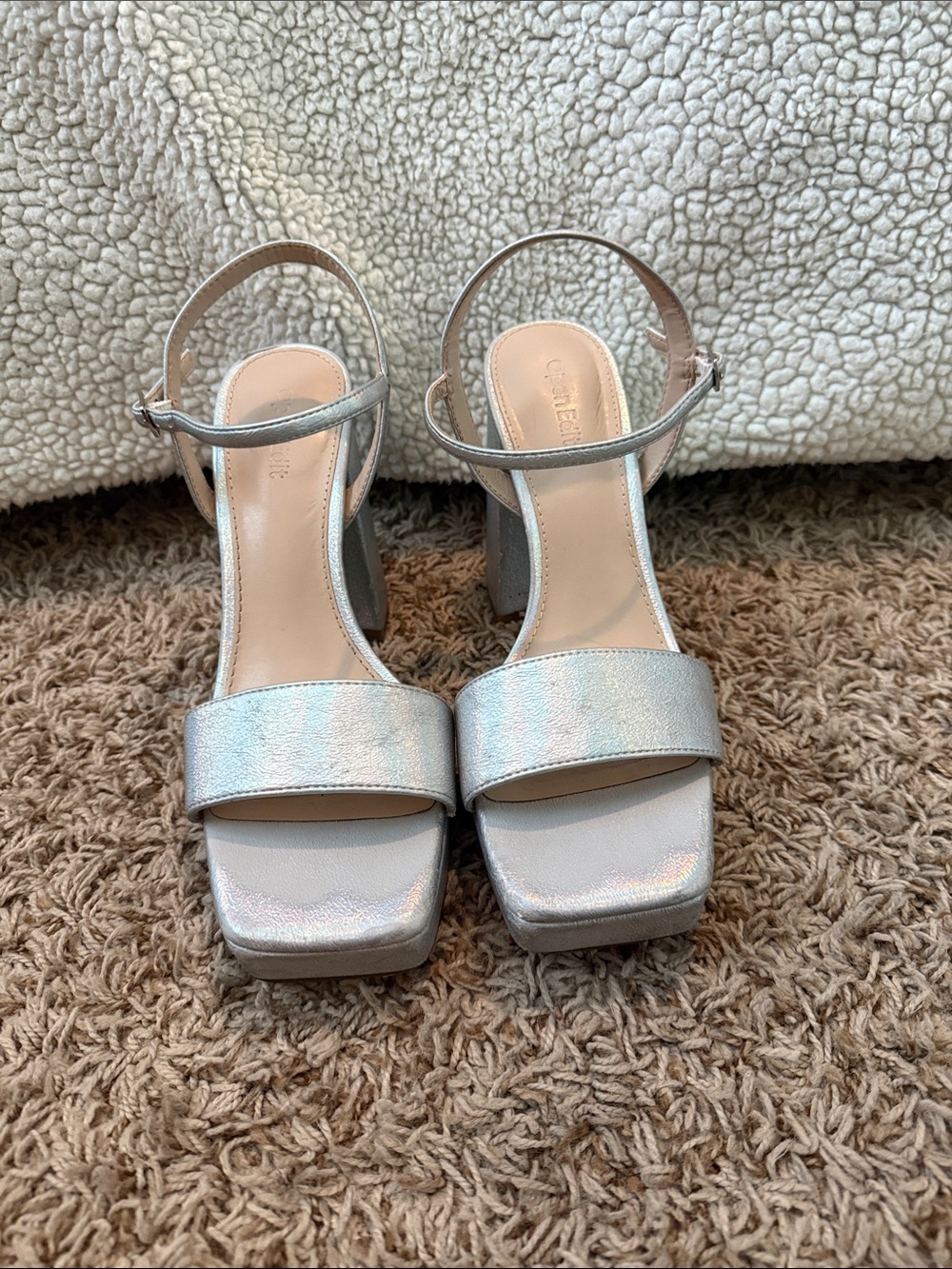 Open Edit Silver Heels